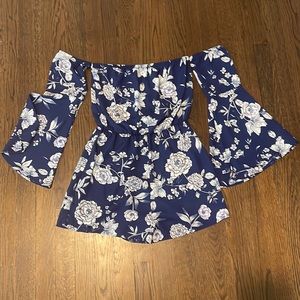 Off the shoulder long sleeve romper, size small